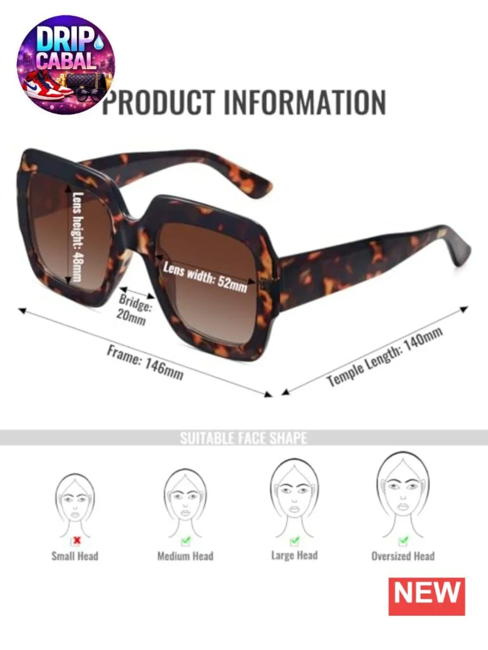 Oversized Square Sunglasses for Women Retro Luxury Big UV400 Protection